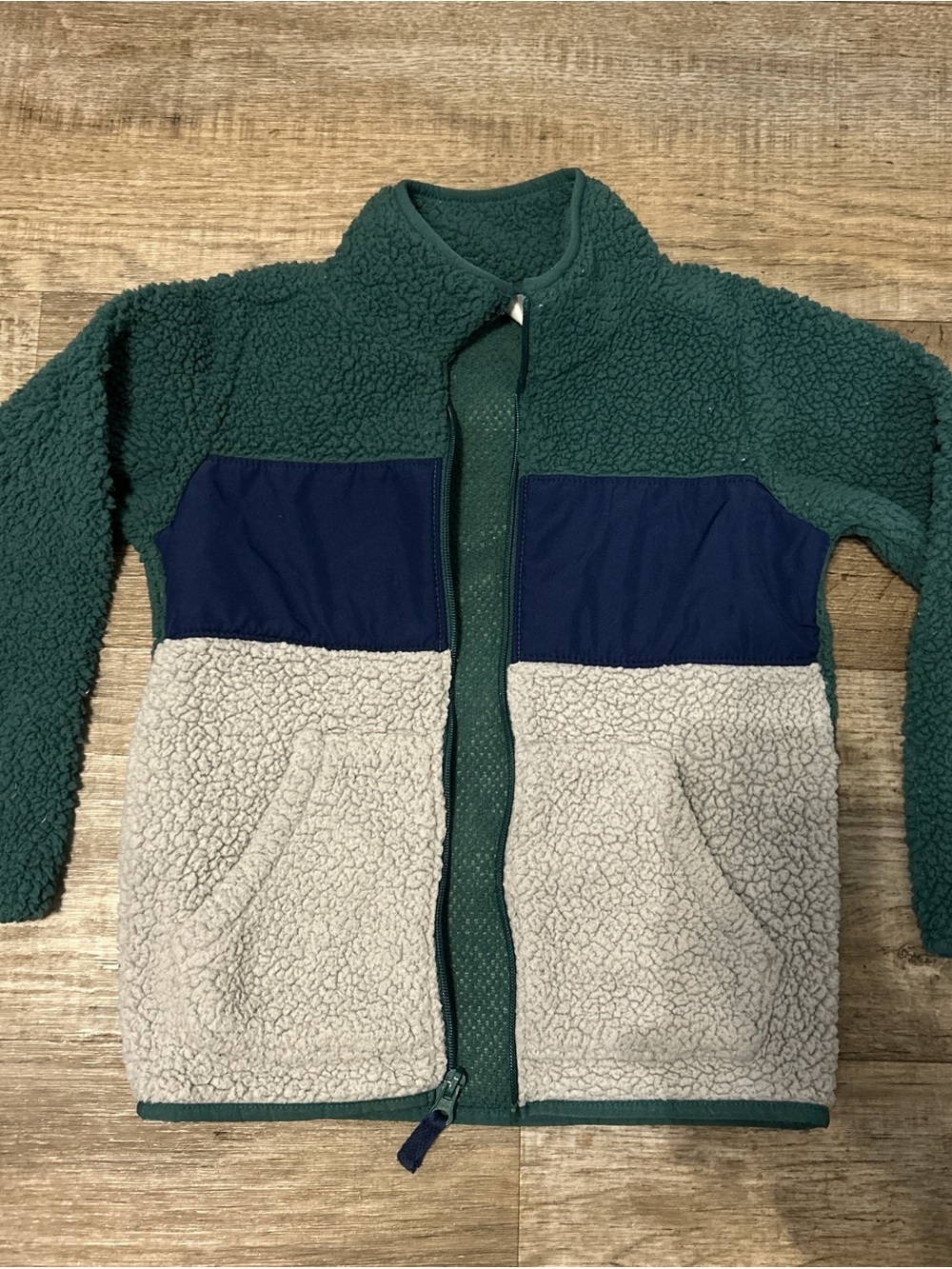 Carter's Green, Navy & Cream Colorblock Sherpa Jacket